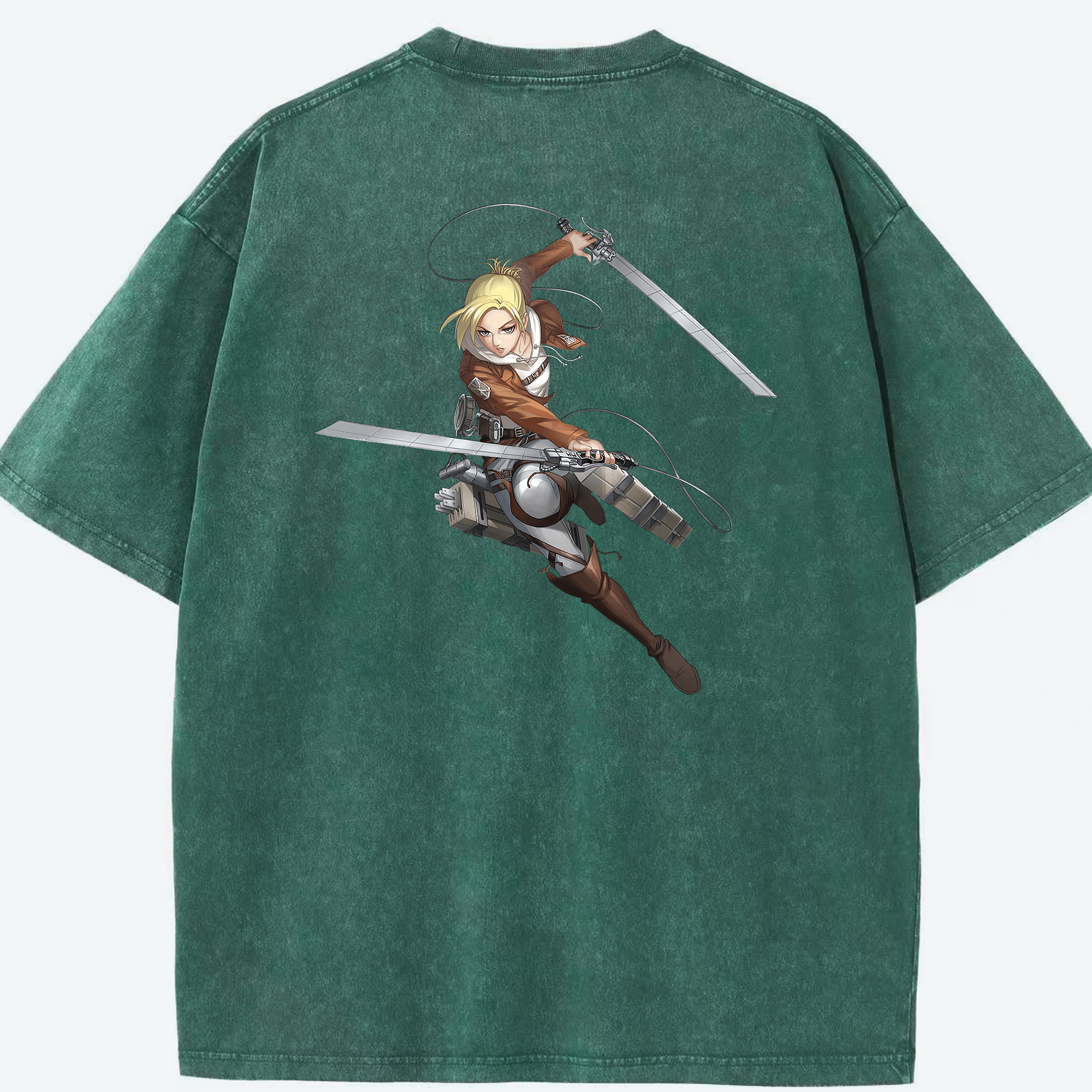 （画像用） 進撃の巨人 アニ・レオンハート Attack on Titan Annie Leonhart 綿100% ヴィンテージ風 半袖Tシャツ（背面プリント）